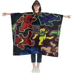 Grateful Dead Pattern Women s Hooded Rain Ponchos