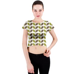 Leaf Plant Pattern Seamless Crew Neck Crop Top by Semog4