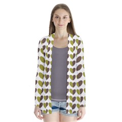 Leaf Plant Pattern Seamless Drape Collar Cardigan