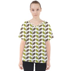 Leaf Plant Pattern Seamless V-neck Dolman Drape Top by Semog4