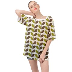 Leaf Plant Pattern Seamless Oversized Chiffon Top by Semog4