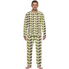 Leaf Plant Pattern Seamless Men s Long Sleeve Velvet Pocket Pajamas Set by Semog4