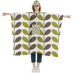 Leaf Plant Pattern Seamless Women s Hooded Rain Ponchos by Semog4