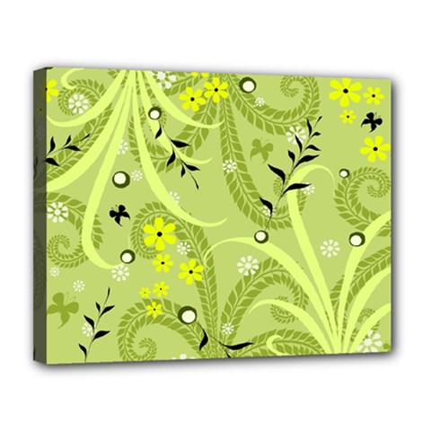 Seamless Pattern Green Garden Canvas 14  X 11  (stretched) by Semog4