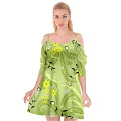 Seamless Pattern Green Garden Cutout Spaghetti Strap Chiffon Dress by Semog4