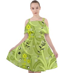 Seamless Pattern Green Garden Cut Out Shoulders Chiffon Dress by Semog4