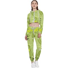 Seamless Pattern Green Garden Cropped Zip Up Lounge Set by Semog4