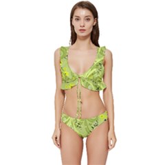 Seamless Pattern Green Garden Low Cut Ruffle Edge Bikini Set by Semog4