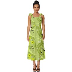 Seamless Pattern Green Garden Tie-strap Tiered Midi Chiffon Dress by Semog4