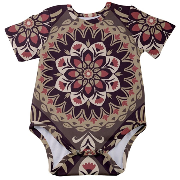 Seamless Pattern Floral Flower Baby Short Sleeve Bodysuit