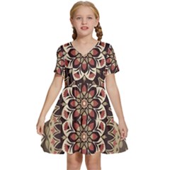 Seamless Pattern Floral Flower Kids  Short Sleeve Tiered Mini Dress by Semog4