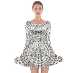 Vector Mandala Drawing Decoration Long Sleeve Skater Dress by Semog4