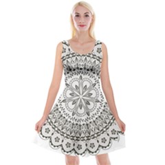 Vector Mandala Drawing Decoration Reversible Velvet Sleeveless Dress