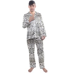 Vector Mandala Drawing Decoration Men s Long Sleeve Satin Pajamas Set by Semog4