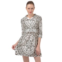 Vector Mandala Drawing Decoration Mini Skater Shirt Dress by Semog4