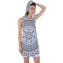 Vector Mandala Drawing Decoration Racer Back Hoodie Dress by Semog4