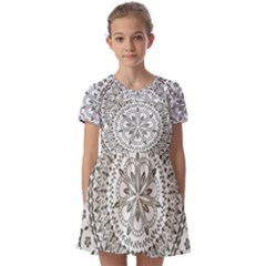 Vector Mandala Drawing Decoration Kids  Short Sleeve Pinafore Style Dress by Semog4