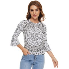 Vector Mandala Drawing Decoration Bell Sleeve Top