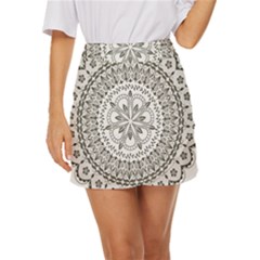 Vector Mandala Drawing Decoration Mini Front Wrap Skirt by Semog4