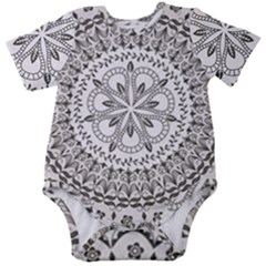 Vector Mandala Drawing Decoration Baby Short Sleeve Bodysuit by Semog4