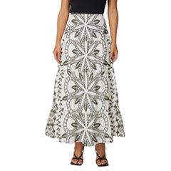 Vector Mandala Drawing Decoration Tiered Ruffle Maxi Skirt