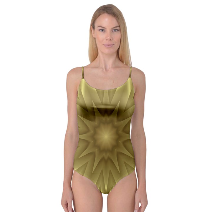 Background Pattern Golden Yellow Camisole Leotard 