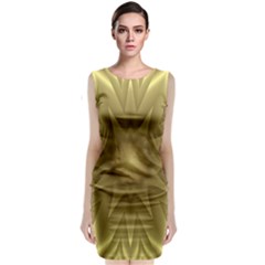 Background Pattern Golden Yellow Sleeveless Velvet Midi Dress