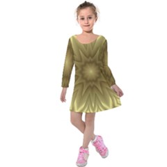 Background Pattern Golden Yellow Kids  Long Sleeve Velvet Dress