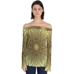 Background Pattern Golden Yellow Off Shoulder Long Sleeve Top by Semog4