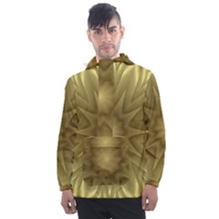 Background Pattern Golden Yellow Men s Front Pocket Pullover Windbreaker