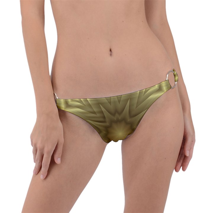 Background Pattern Golden Yellow Ring Detail Bikini Bottoms