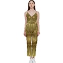 Background Pattern Golden Yellow V-Neck Spaghetti Strap Tie Front Jumpsuit View1