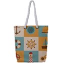 Nautical Elements Collection Full Print Rope Handle Tote (Small) View1