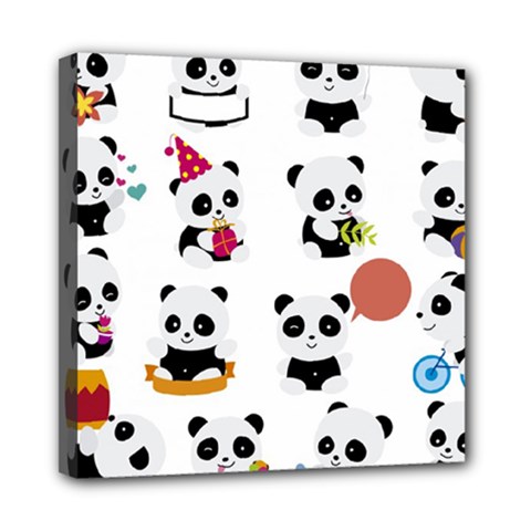 Playing Pandas Cartoons Mini Canvas 8  X 8  (stretched) by Semog4