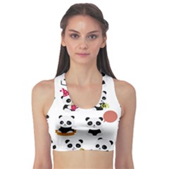 Playing Pandas Cartoons Sports Bra by Semog4