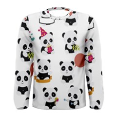 Playing Pandas Cartoons Men s Long Sleeve Tee