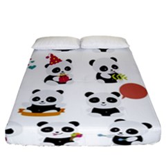 Playing Pandas Cartoons Fitted Sheet (california King Size) by Semog4