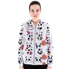 Playing Pandas Cartoons Women s Zipper Hoodie