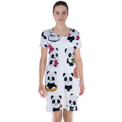 Playing Pandas Cartoons Short Sleeve Nightdress