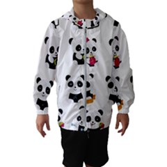 Playing Pandas Cartoons Kids  Hooded Windbreaker