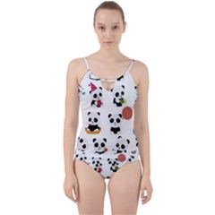 Playing Pandas Cartoons Cut Out Top Tankini Set by Semog4