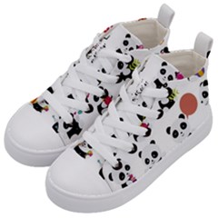 Playing Pandas Cartoons Kids  Mid-top Canvas Sneakers by Semog4