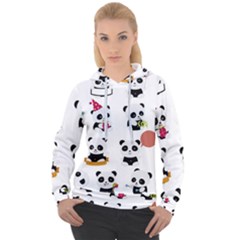 Playing Pandas Cartoons Women s Overhead Hoodie