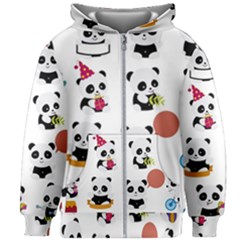 Playing Pandas Cartoons Kids  Zipper Hoodie Without Drawstring by Semog4