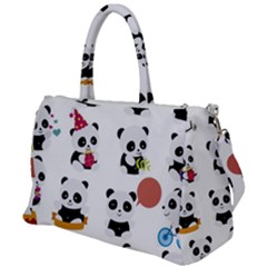 Playing Pandas Cartoons Duffel Travel Bag by Semog4