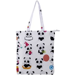 Playing Pandas Cartoons Double Zip Up Tote Bag by Semog4