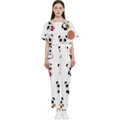 Playing Pandas Cartoons Batwing Lightweight Chiffon Jumpsuit by Semog4