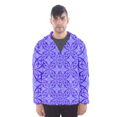 Decor Pattern Blue Curved Line Men s Hooded Windbreaker