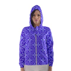 Decor Pattern Blue Curved Line Women s Hooded Windbreaker