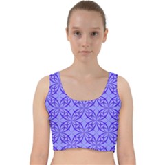 Decor Pattern Blue Curved Line Velvet Racer Back Crop Top by Semog4